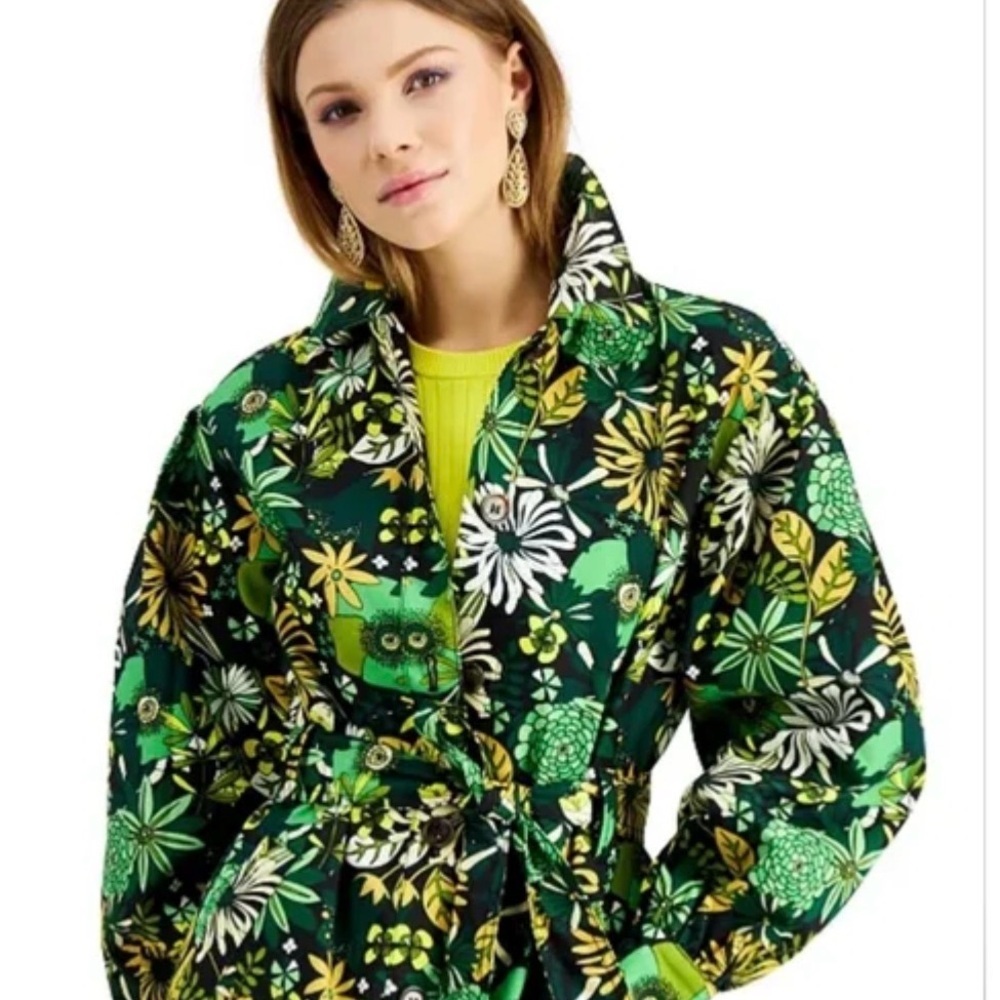 INC International Concepts Floral Trench Coat Belted Long Jacket NWT Size S - Picture 14 of 15
